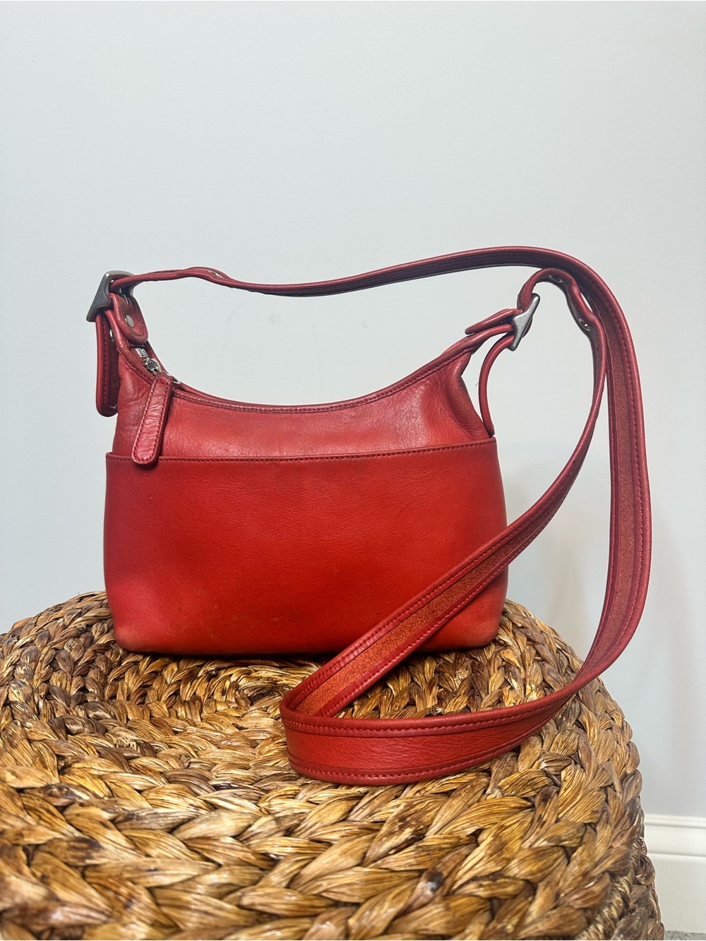 Vintage Coach Red Legacy 9136 pocket zip hobo shoulder bag nickel hardware